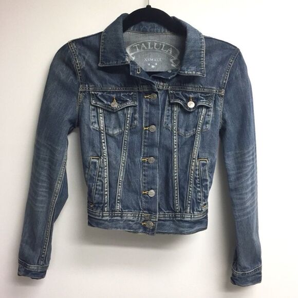 𝅺ARITZIA Talula Denim Long Sleeve Button Front Jean Jacket Medium Blue XS - Picture 5 of 7
